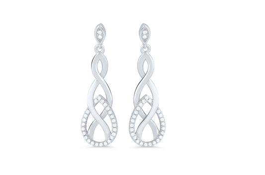 Sterling Silver Cz Celtic Braid Dangle Earrings - SilverCloseOut - 1