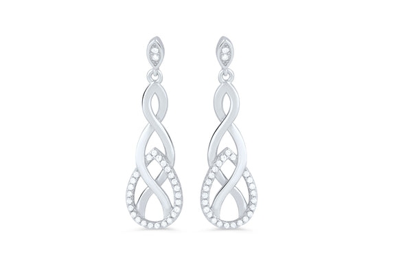 Sterling Silver Cz Celtic Braid Dangle Earrings - SilverCloseOut - 1