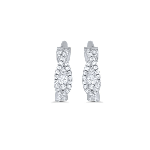 Sterling Silver Small Cz Huggie Earrings - 8mm