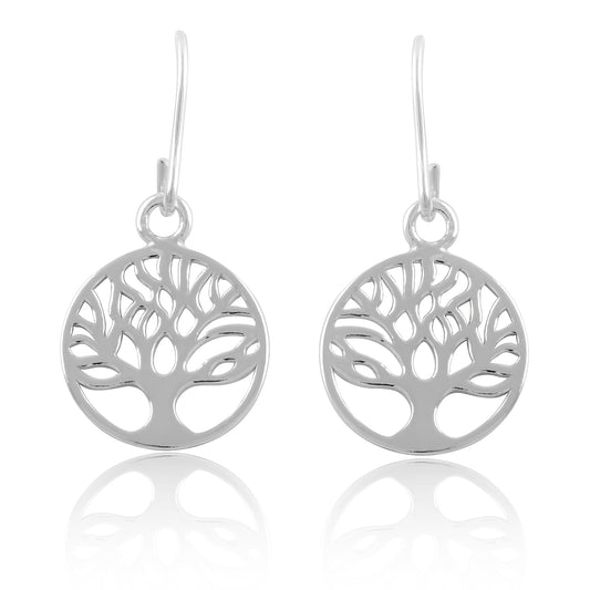 Sterling Silver Womens Dangling Celtic Tree Of Life Earrings