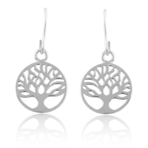 Sterling Silver Tree Of Life FishHook Earrings