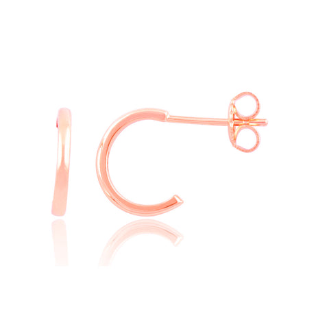 Rose Gold Plated Silver Small Huggie Earrings- 11mm