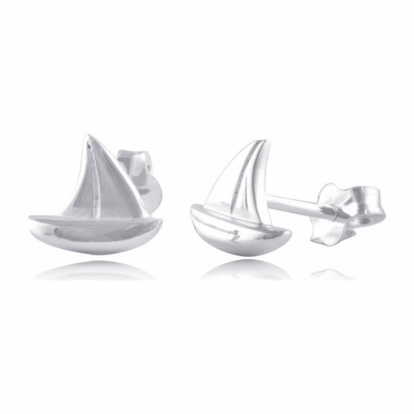 Sterling Silver Small Sailboat Stud Earrings