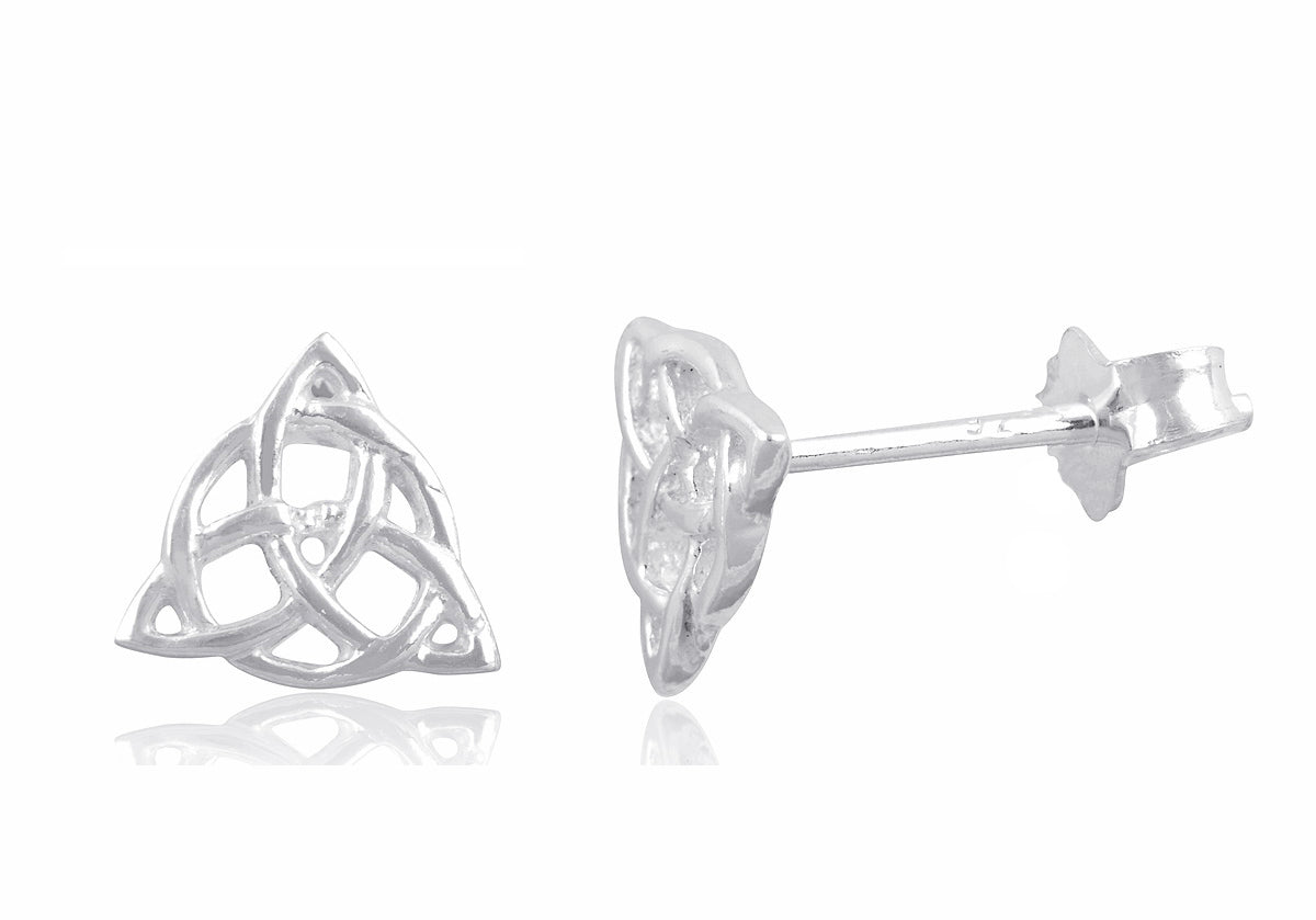 Sterling Silver Girls Irish Celtic Triquetra Knot Stud Earrings