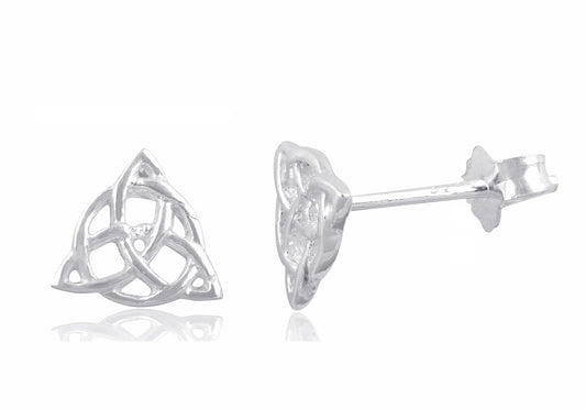 Sterling Silver Girls Irish Celtic Triquetra Knot Stud Earrings