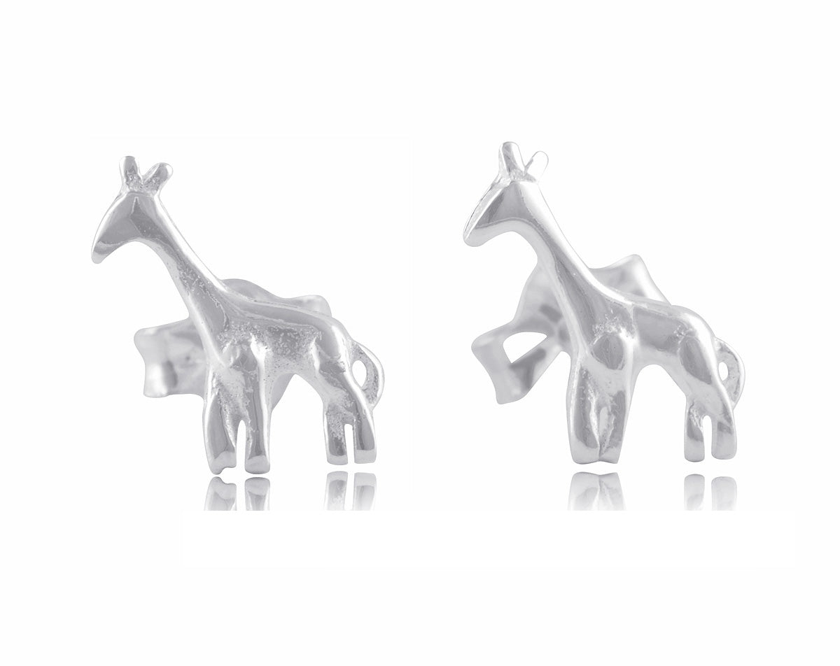 Sterling Silver Girls Small Giraffe Stud Earrings - 6mm