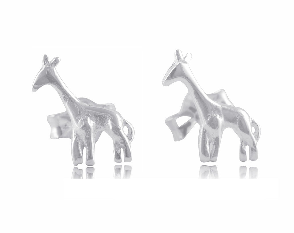 Sterling Silver Small Giraffe Stud Earrings - 6mm
