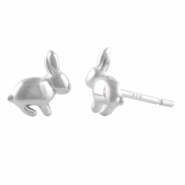 Sterling Silver Girls Small Bunny Rabbit Stud Earrings