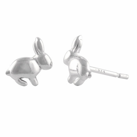 Sterling Silver Girls Small Bunny Rabbit Stud Earrings