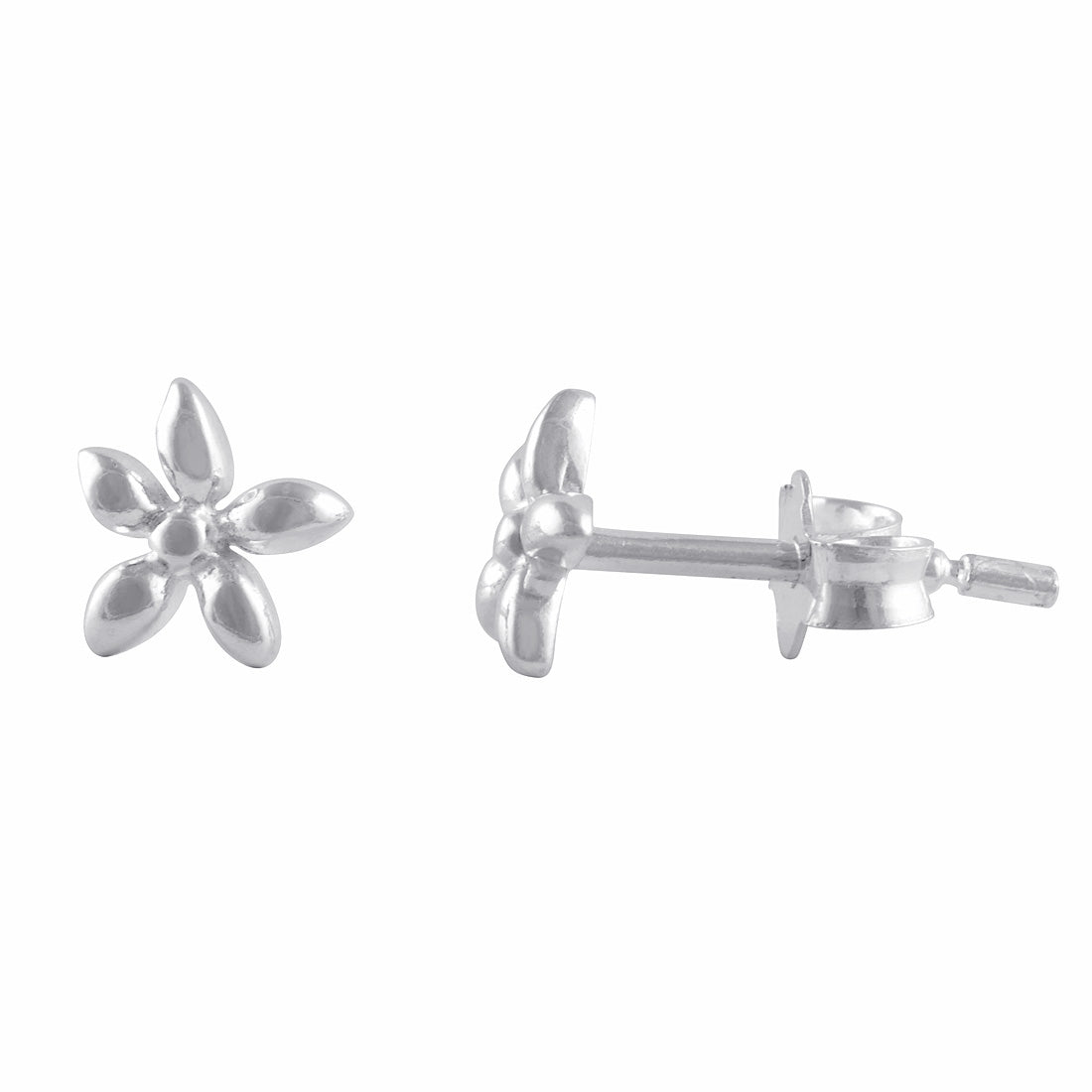 Sterling Silver Girls Tiny Star Flower Stud Earrings