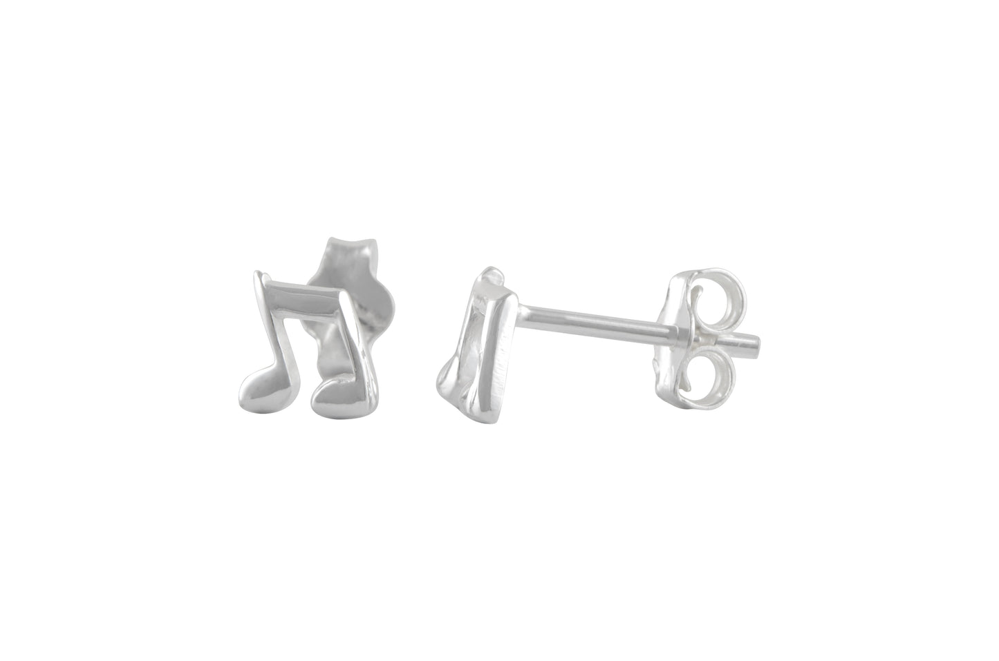 Sterling Silver Music Note Stud Earrings - 6mm