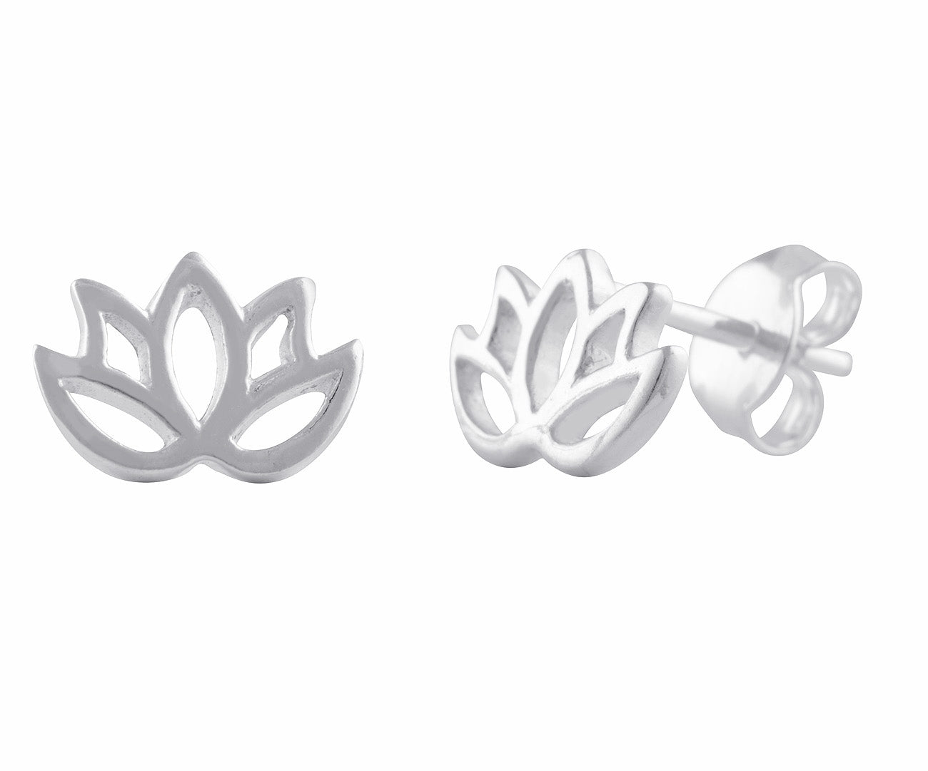 Sterling Silver Girls Small Yogi Lotus Peace Flower Stud Earrings