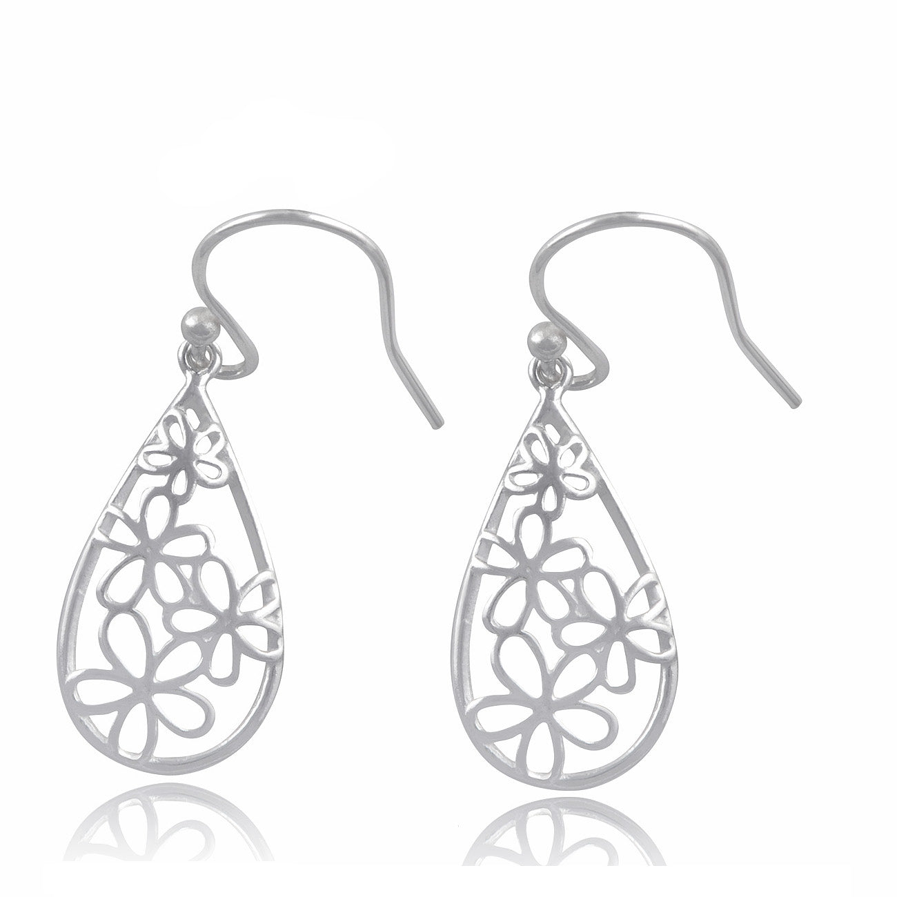Sterling Silver Girls Medium Hipster Daisy Flower Dangle Earrings