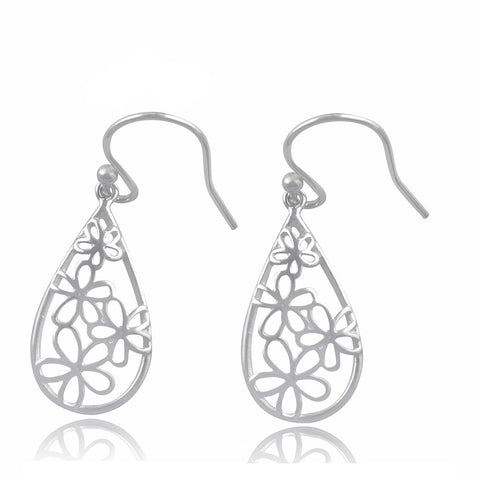 Sterling Silver BoHo Daisy Flower Dangle Earrings