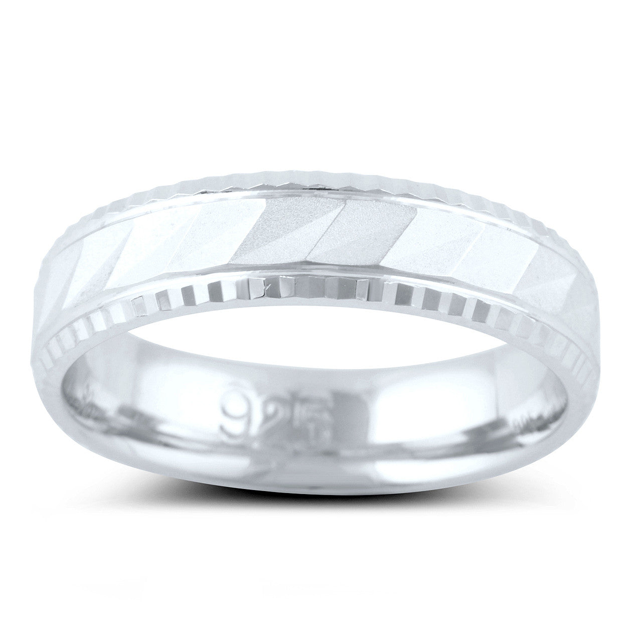 Sterling Silver Diamond Cut Wedding Band - SilverCloseOut - 2