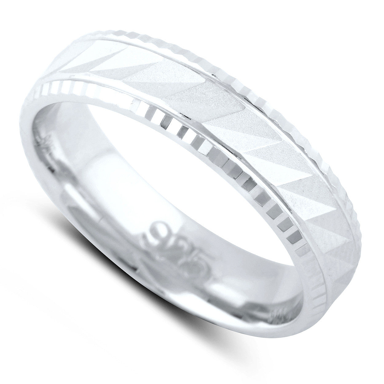 Sterling Silver Diamond Cut Wedding Band - SilverCloseOut - 1