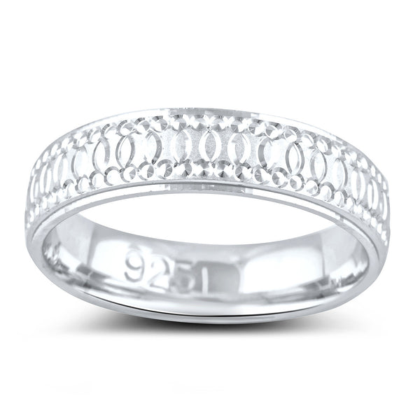 Sterling Silver Diamond Cut Infinity Wedding Band - SilverCloseOut - 2