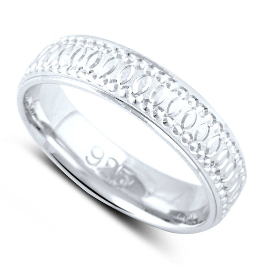 Sterling Silver Diamond Cut Infinity Wedding Band - SilverCloseOut - 1