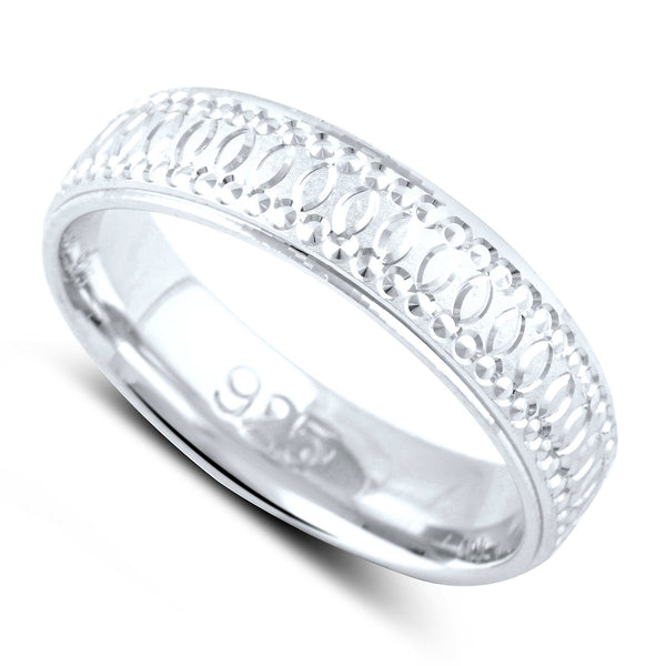 Sterling Silver Diamond Cut Infinity Wedding Band - SilverCloseOut - 1