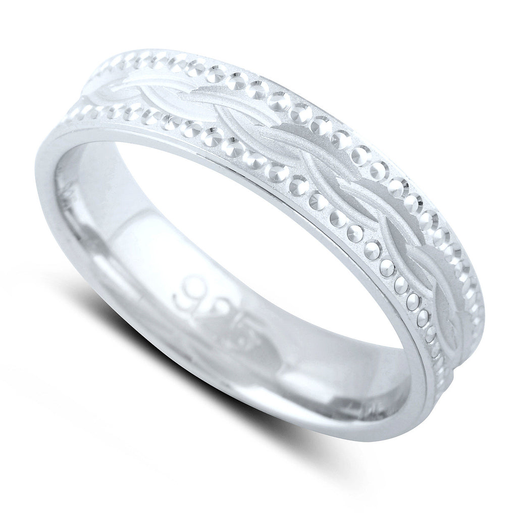 Sterling Silver Diamond Cut Braid Wedding Band - SilverCloseOut - 1