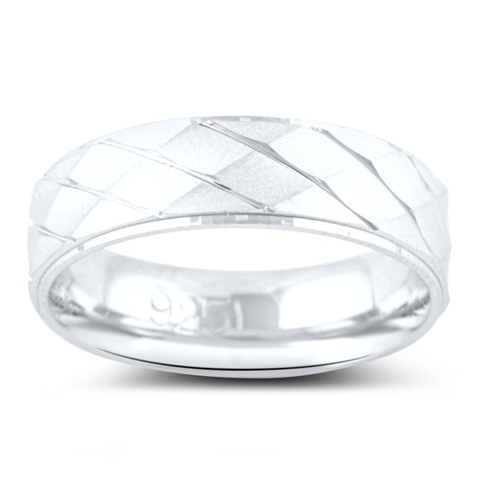 Sterling Silver Cross Rifled Wedding Band - SilverCloseOut - 1