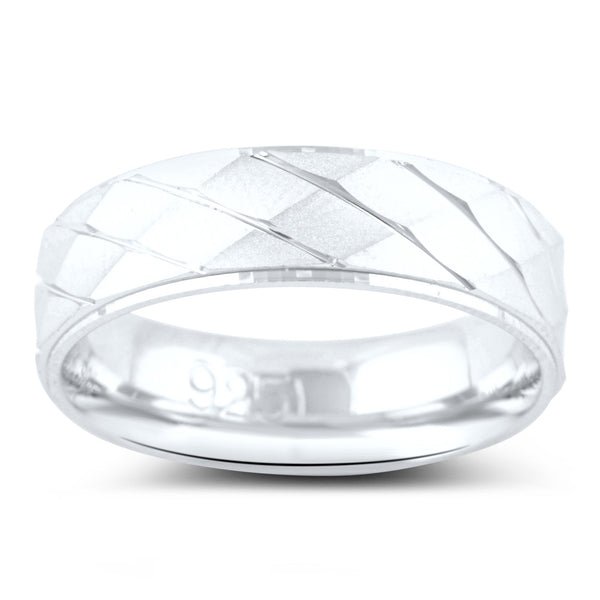 Sterling Silver Cross Rifled Wedding Band - SilverCloseOut - 1