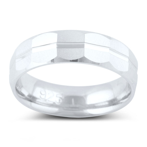 Sterling Silver 8 Sided Hex Wedding Band - SilverCloseOut - 2