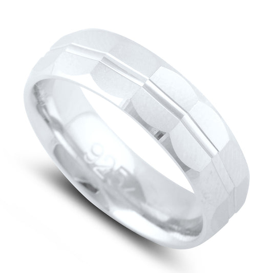 Sterling Silver 8 Sided Hex Wedding Band - SilverCloseOut - 1