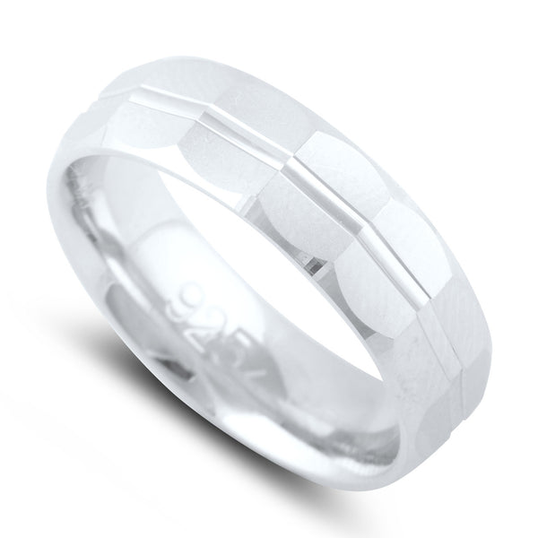 Sterling Silver 8 Sided Hex Wedding Band - SilverCloseOut - 1