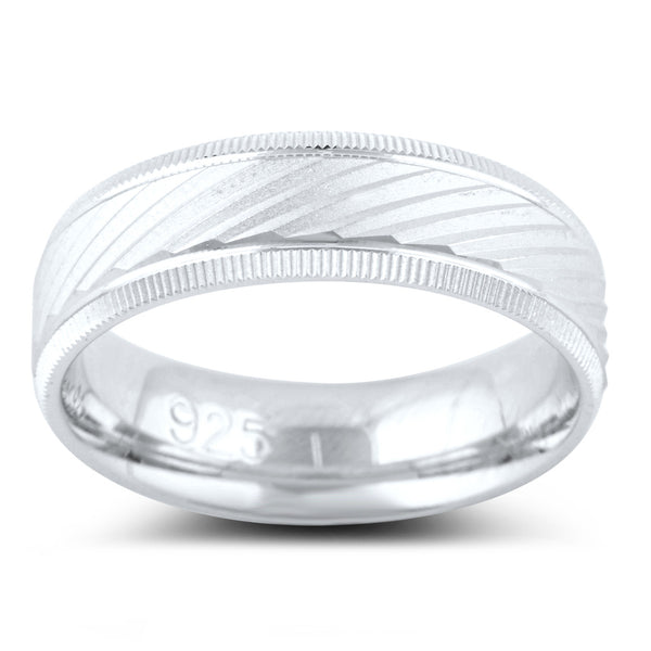 Sterling Silver Threaded Wedding Band - SilverCloseOut - 2