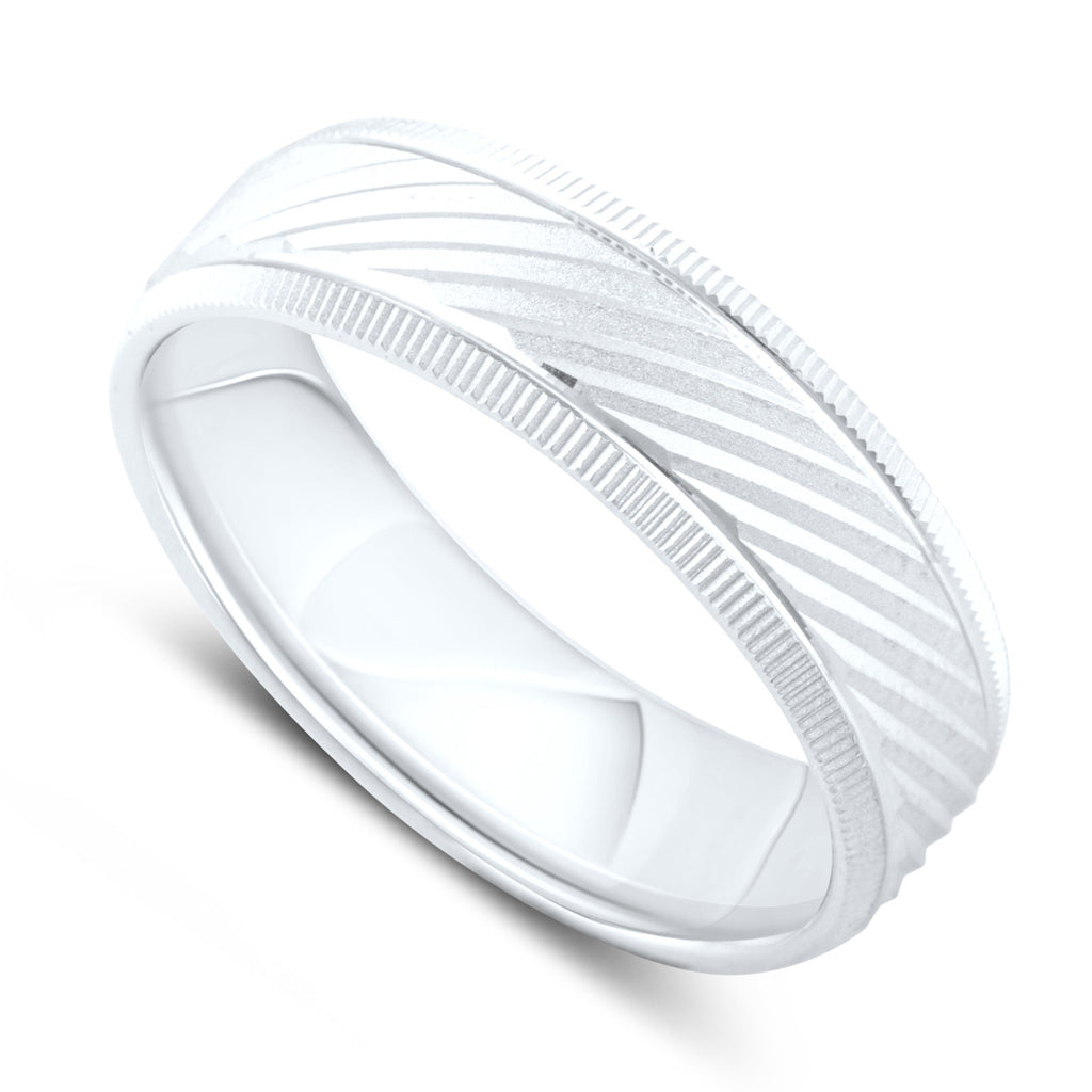 Sterling Silver Threaded Wedding Band - SilverCloseOut - 1