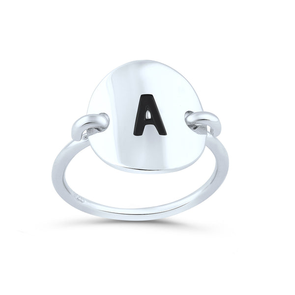 Sterling Silver Oval Initial A Ring - SilverCloseOut - 1