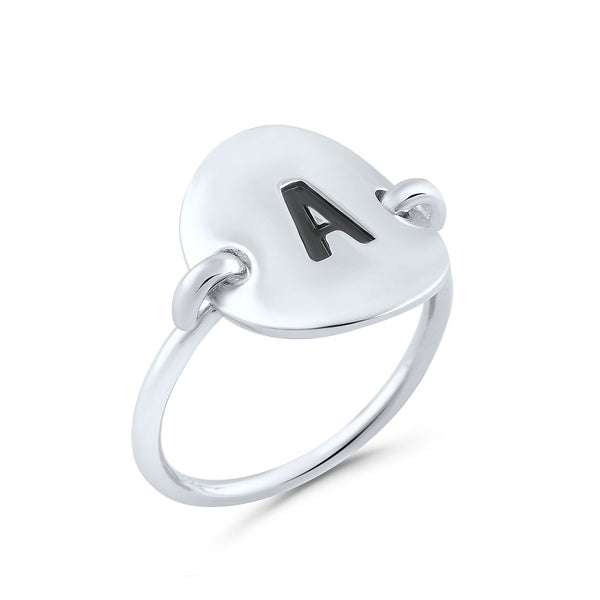 Sterling Silver Oval Initial A Ring - SilverCloseOut - 2