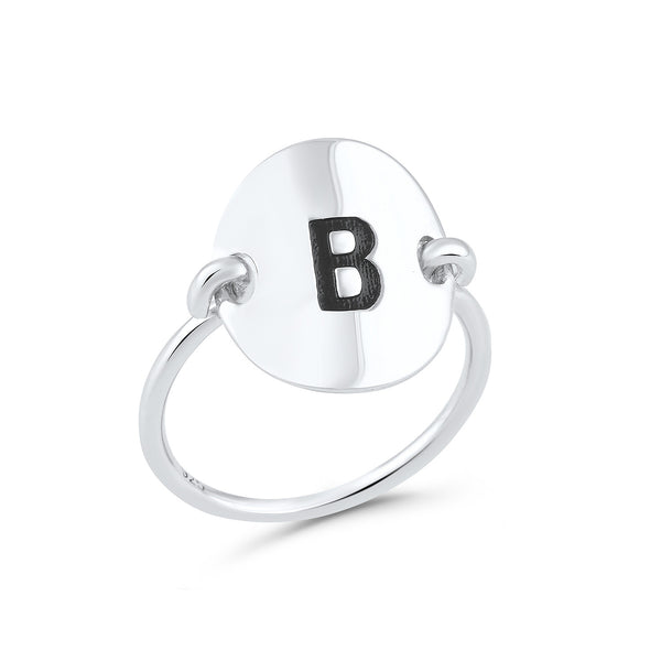 Sterling Silver Oval Initial B Ring - SilverCloseOut - 1