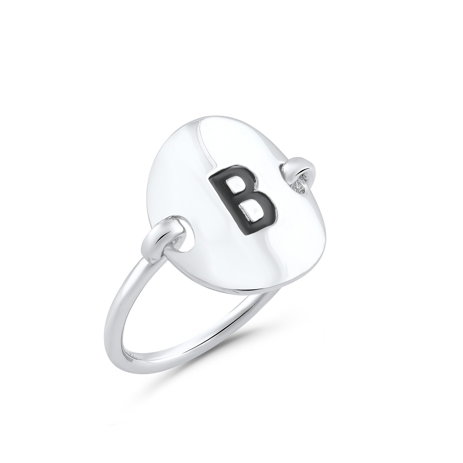 Sterling Silver Oval Initial B Ring - SilverCloseOut - 2