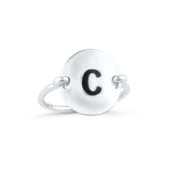 Sterling Silver Oval Initial C Ring - SilverCloseOut - 1