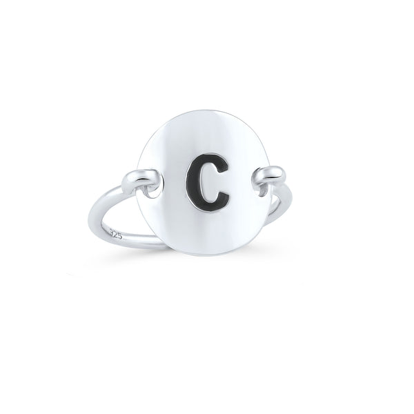 Sterling Silver Oval Initial C Ring - SilverCloseOut - 2