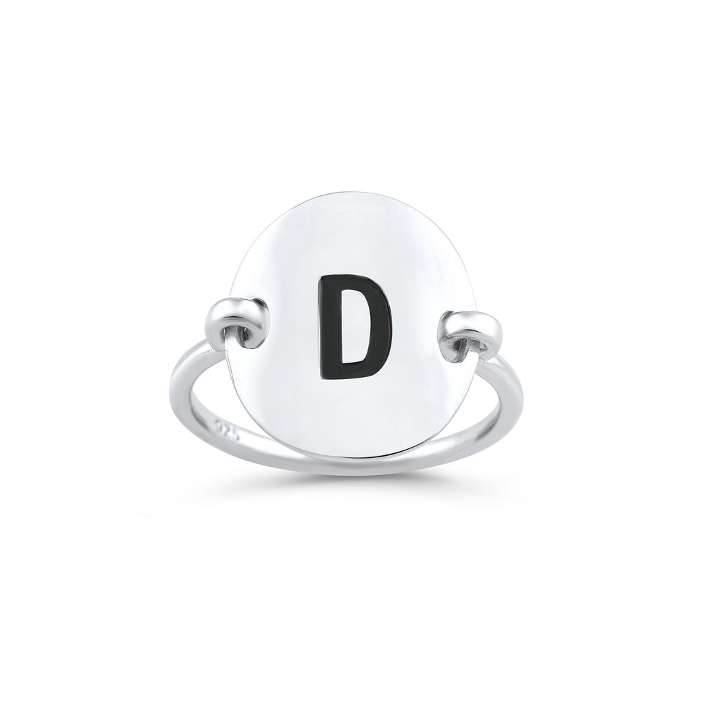 Sterling Silver Oval Initial D Ring - SilverCloseOut - 1