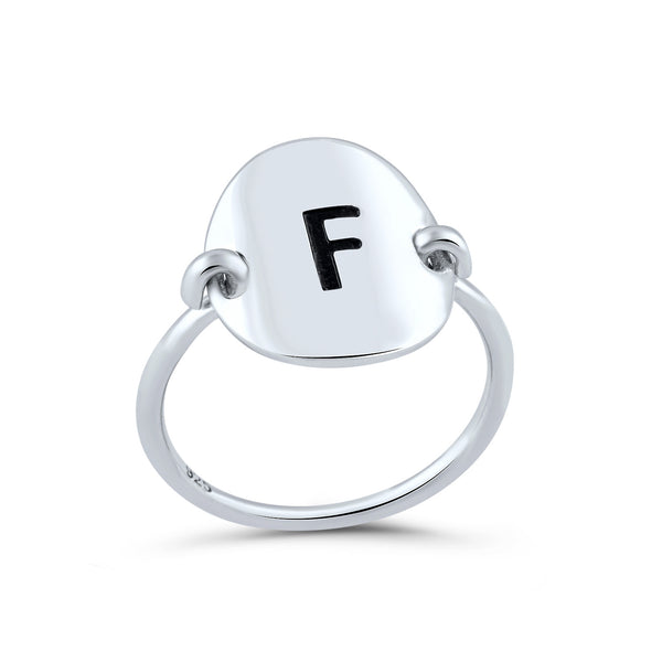 Sterling Silver Oval Initial F Ring - SilverCloseOut - 1