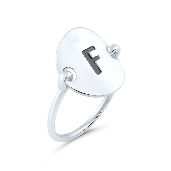 Sterling Silver Oval Initial F Ring - SilverCloseOut - 2