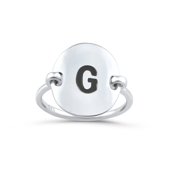 Sterling Silver Oval Initial G Ring - SilverCloseOut - 1