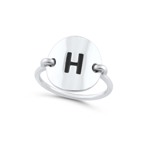Sterling Silver Oval Initial H Ring - SilverCloseOut - 1