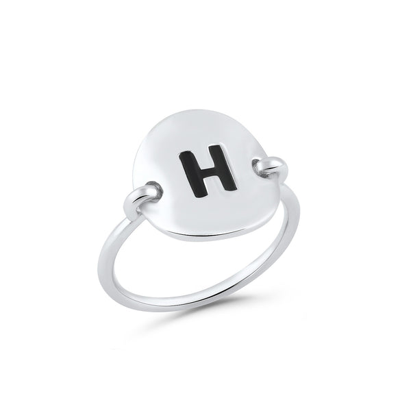 Sterling Silver Oval Initial H Ring - SilverCloseOut - 2