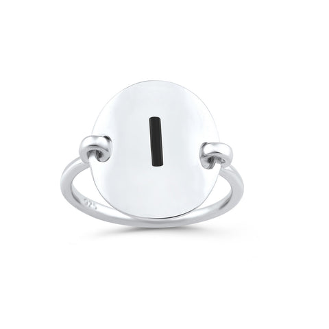 Sterling Silver Oval Initial I Ring - SilverCloseOut - 1