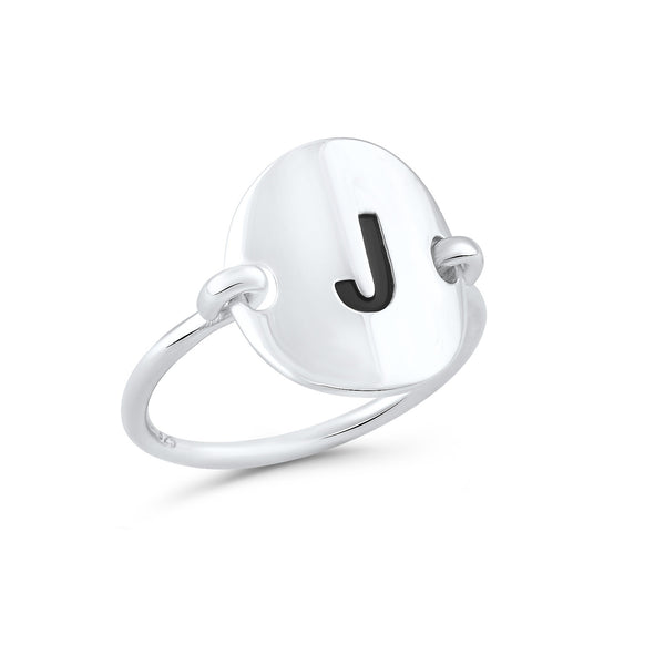 Sterling Silver Oval Initial J Ring - SilverCloseOut - 2