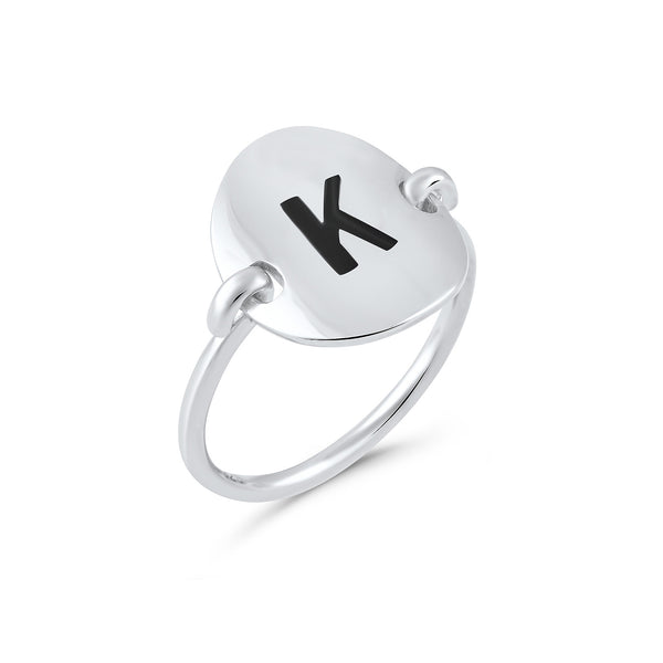 Sterling Silver Oval Initial K Ring - SilverCloseOut - 2