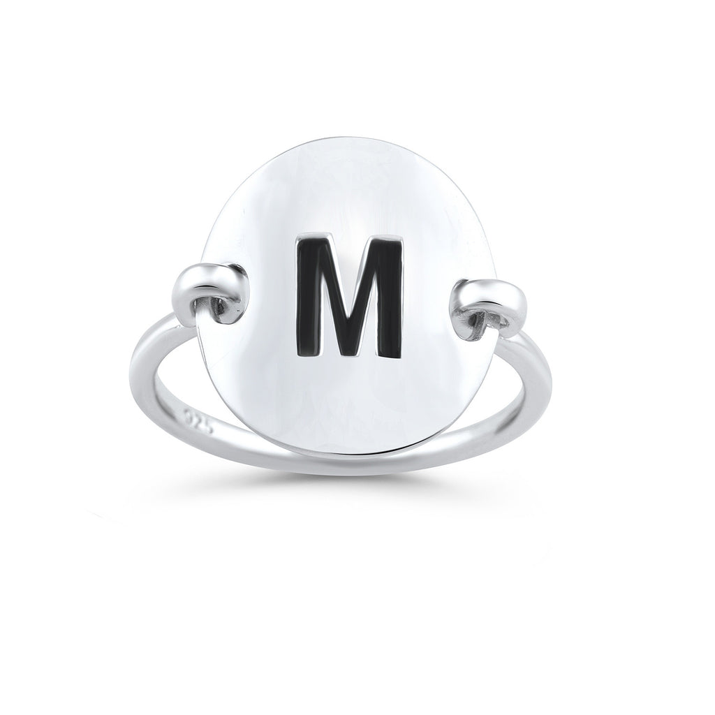 Sterling Silver Oval Initial M Ring - SilverCloseOut - 1