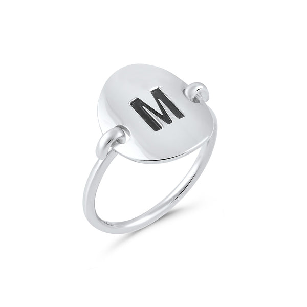 Sterling Silver Oval Initial M Ring - SilverCloseOut - 2