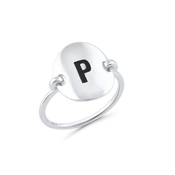 Sterling Silver Oval Initial P Ring - SilverCloseOut - 2