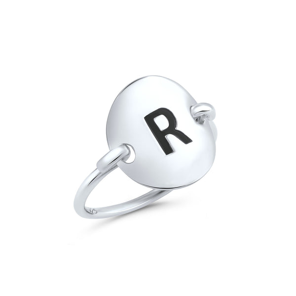 Sterling Silver Oval Initial R Ring - SilverCloseOut - 2